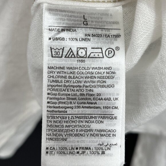 BR Banana Republic Men's Collared‎ Linen Shirt White Large Summer - Picture 7 of 8